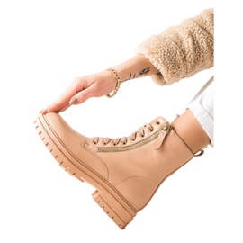 Marquiz Stövlar med dekorativ gyllene dragkedja beige