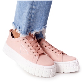 Kvinnors rosa sneakers på plattformen