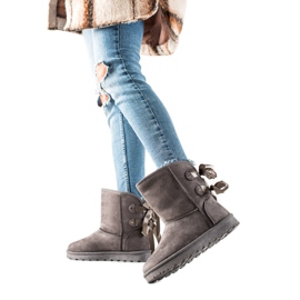 TRENDI Mukluki Med En Rosett grå