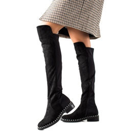 Marquiz Knäskor med pärlor svart