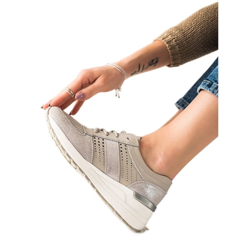 Evento Läder Silver Sneakers beige silver-
