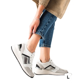 Evento Lädersportsneakers vit silver-