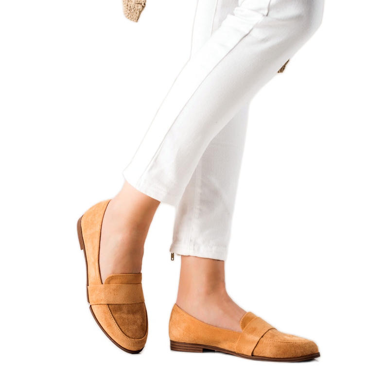 Evento Klassiska loafers i mocka beige gul