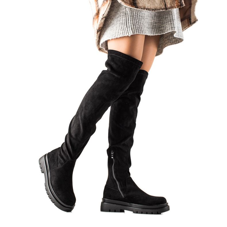 Sixth Sense Mocka lårstövlar på plattformen svart