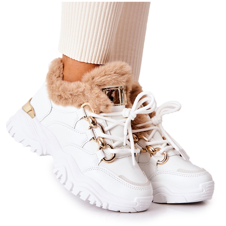 PM1 Vita Shiney-isolerade sportskor i läder