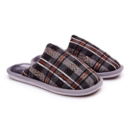 WJ1 Varmgrå rutiga tofflor för män Whisper brun