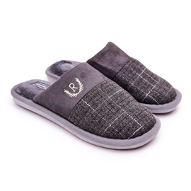 WJ1 Varmgrå Blase rutiga tofflor