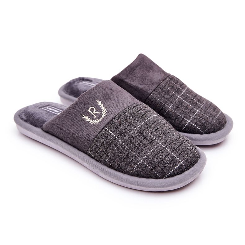 WJ1 Varmgrå Blase rutiga tofflor