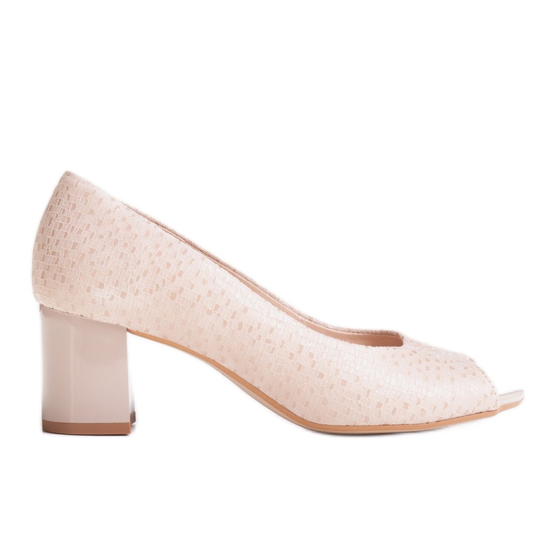 Marco Shoes Marco beige sandaler med stabil klack