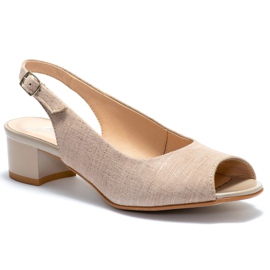 Marco Shoes Beige sandaler 0891P med silverpläd