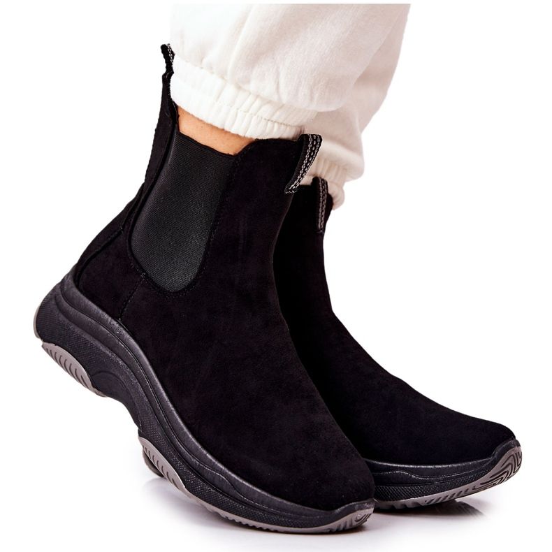 WS1 Svarta Nicci Mocka Platform Boots