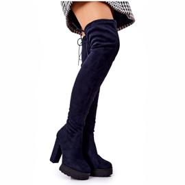 WS1 Mocka Over The Knee Boots Marinblå Fillis