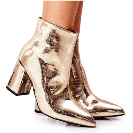 WS1 Stövlar på en stolpespegel Snake Golden Fert gyllene