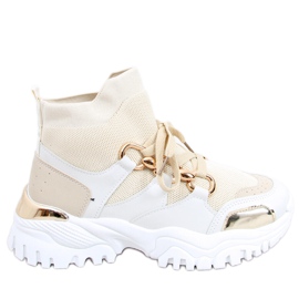 Tergo Beige high-top sneakers vit gyllene