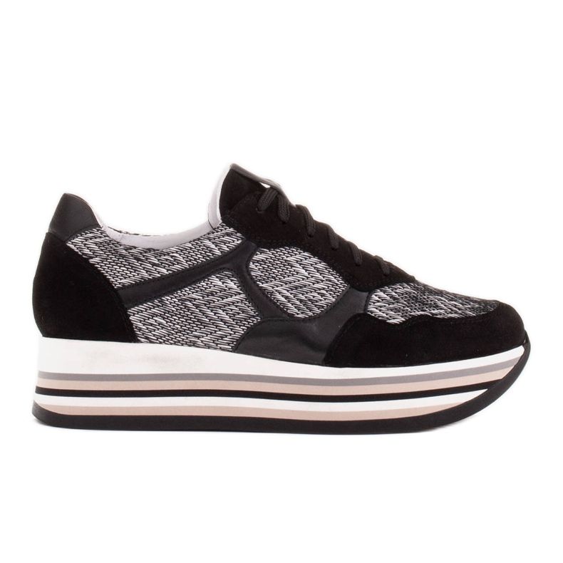 Marco Shoes Sneakers på en tjock sula av naturläder vit svart