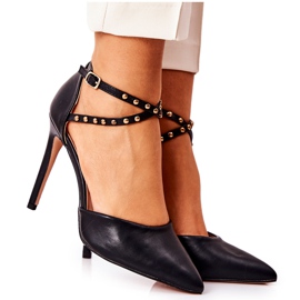 WS1 Stiletter med ränder Svarta jets Remmes