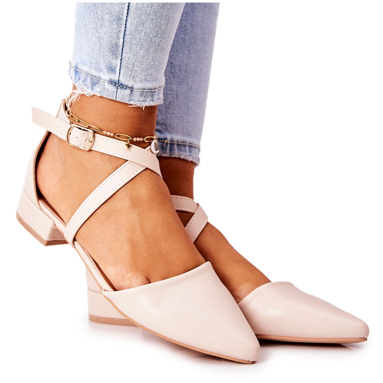 WS1 Läderpumpar på låga klackar Beige Giovanna