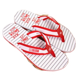 Big Star W DD274A249 röda strandflipflops vit