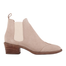 Marco Shoes Chelsea boots med höga klackar i naturlig mocka beige