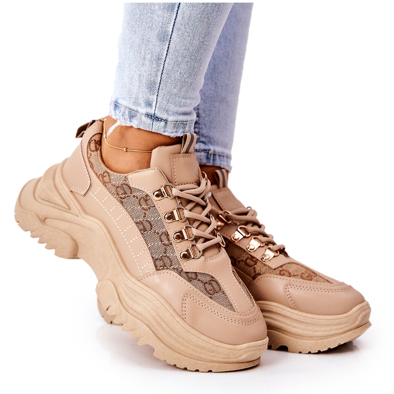 PM1 Sportskor på den beige Flynn-plattformen