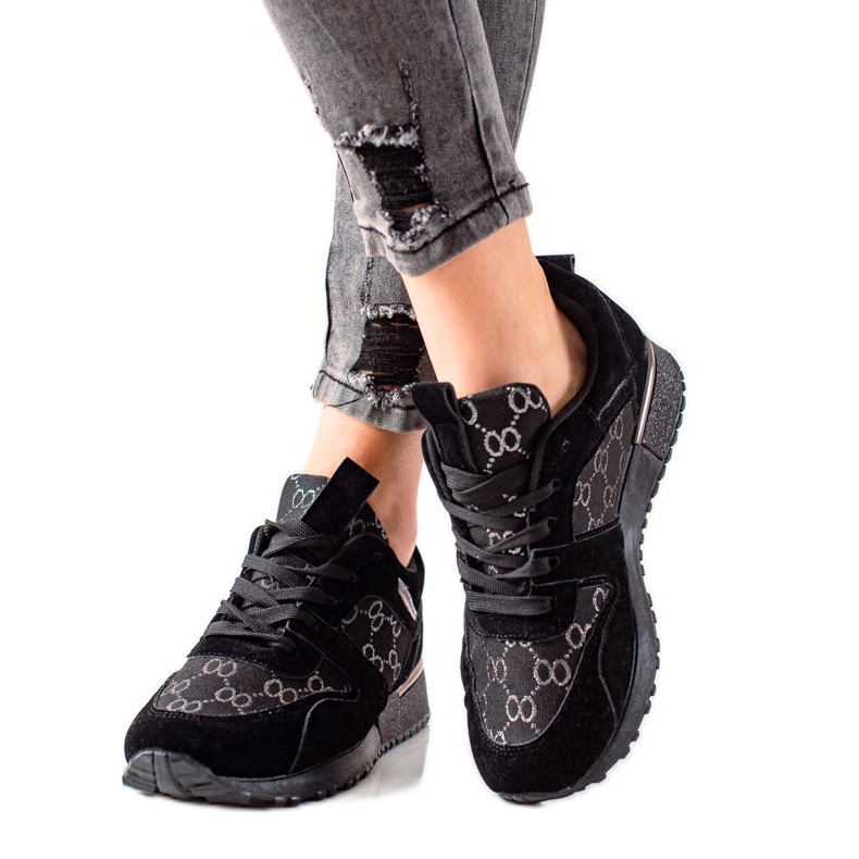 Evento Snygga sneakers med glitter svart