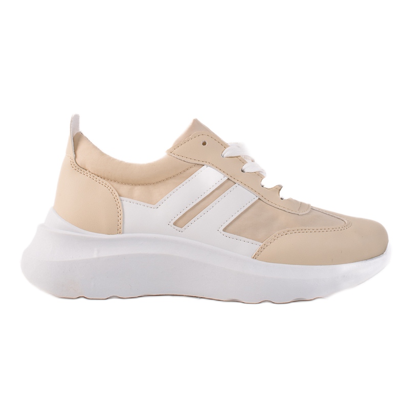 Ideal Shoes Fashionabla sneakers med ränder beige