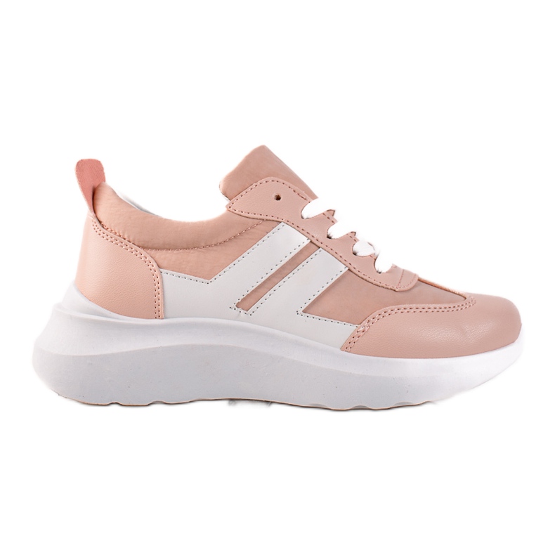 Ideal Shoes Fashionabla sneakers med ränder vit rosa