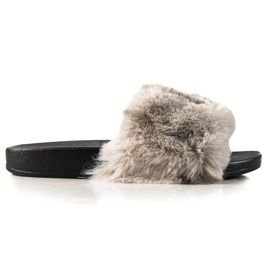 TRENDI Tofflor Med Päls grå