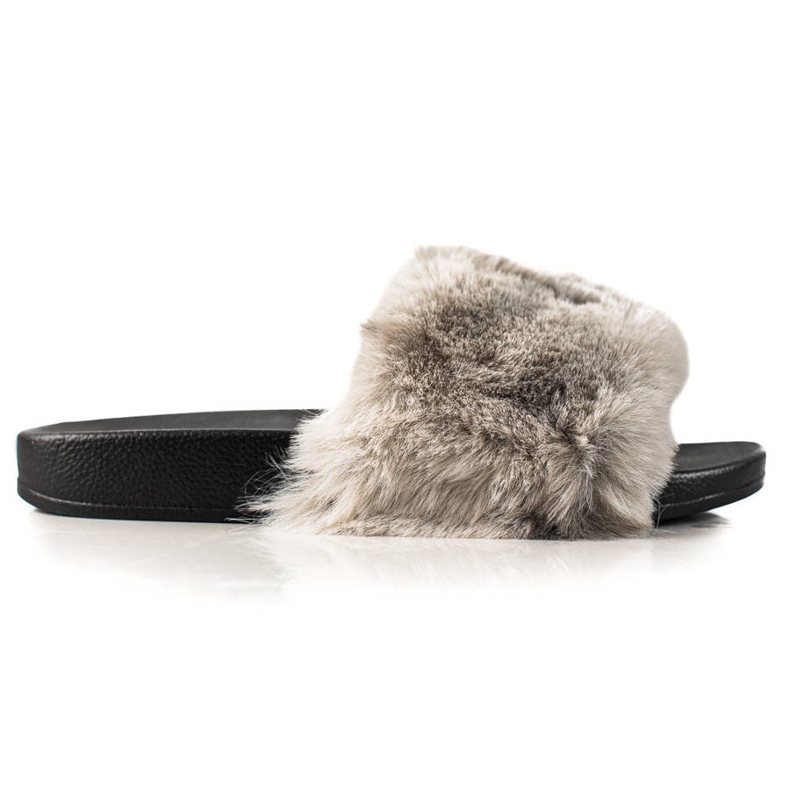TRENDI Tofflor Med Päls grå