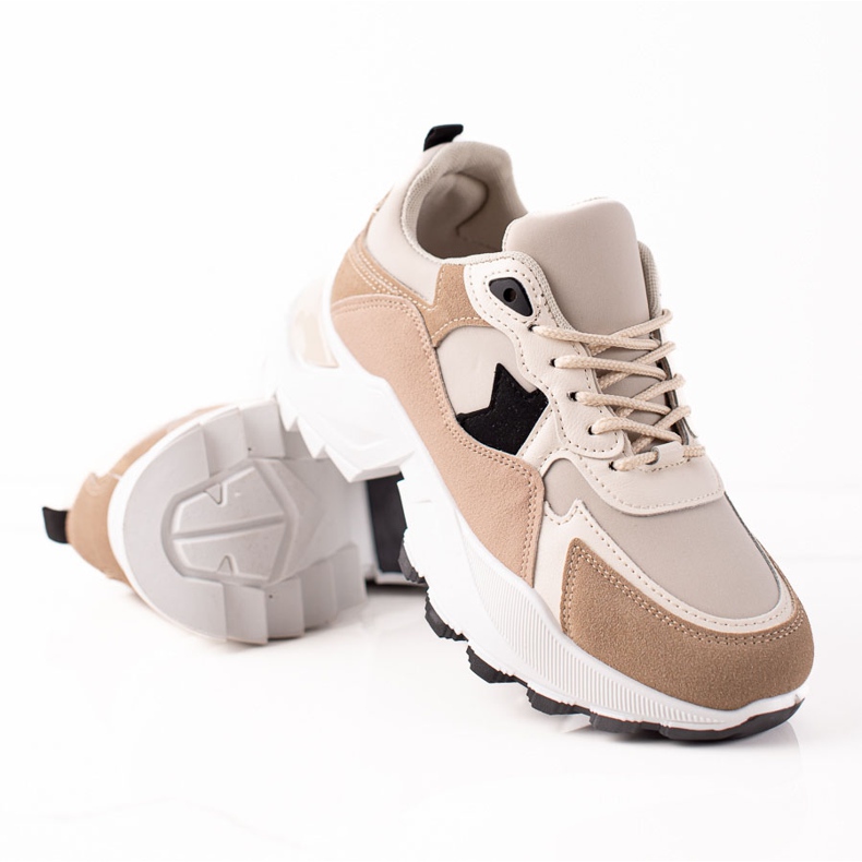 Sweet Shoes Trendiga sneakers beige rosa gyllene