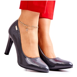 Sergio Leone Dampumps Lackade på en klack Mörkgrå Campbell