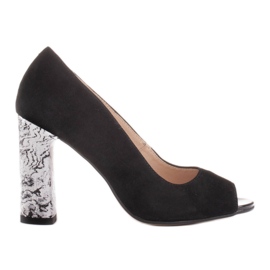 Marco Shoes Svarta 1100P pumps med svart och vit klack