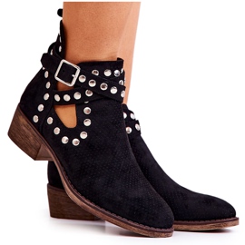 Svarta Dakota genombrutna stövlar med strass