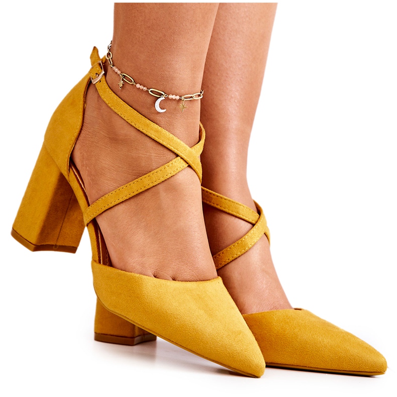 PS1 Kvinnors Pumps På En Klack I Spitz Gul Framtid
