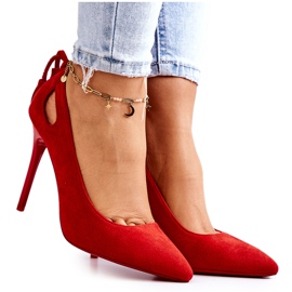 PS1 Damstilettos Mocka med Spitz Red Leven röd