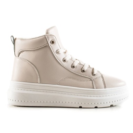 Renda Höga sneakers med ekologiskt läder beige