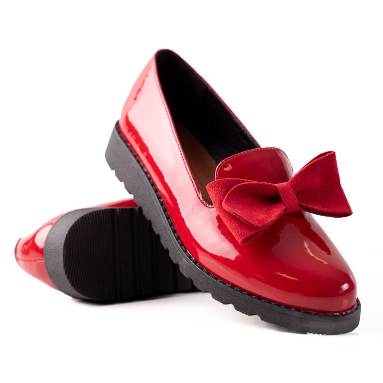 La.Fi Lackade skor med rosett röd