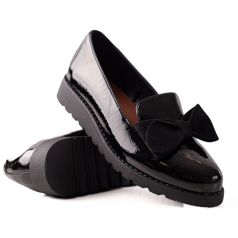 La.Fi Lackade skor med rosett svart