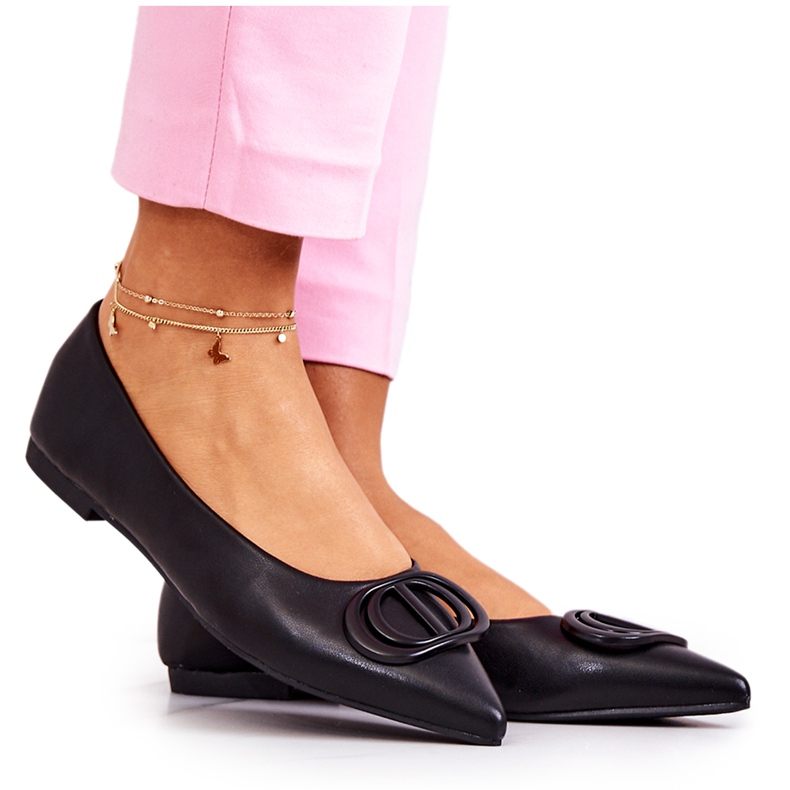 PS1 Läderballerinor i spetssvart Rachelle