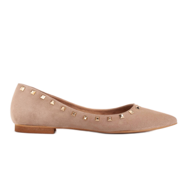Marco Shoes Ballerinor med dekorativa nitar beige