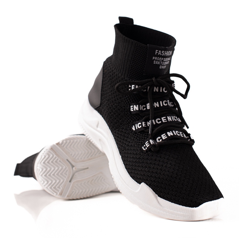 TRENDI Ljusa textilskor svart