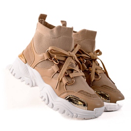 TRENDI Mode High Sneakers beige