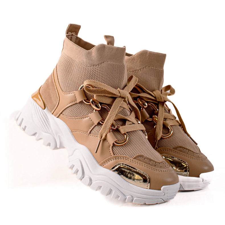 TRENDI Mode High Sneakers beige