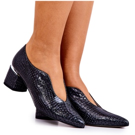 PA2 Läder Snakeskin Pumps Alissa Mörkgrå