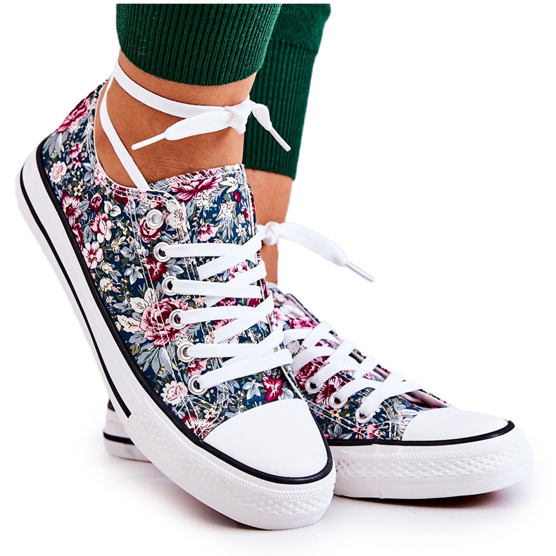 FS2 Låga Sneakers Med Gröna Desiree Blommor