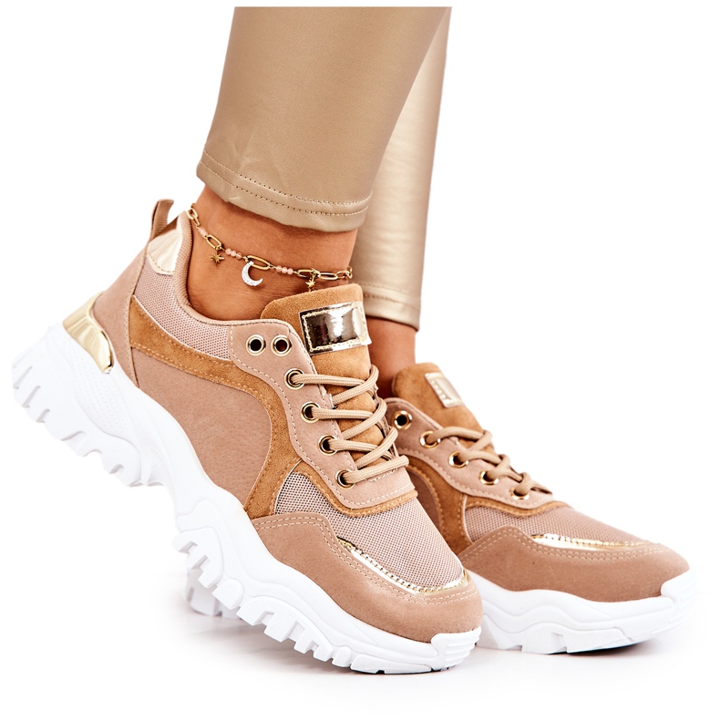 FS2 Sneakers På Plattformen Brun Sallie beige gyllene