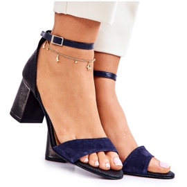 PA2 Lädersandaler På En Stång Svart Och Marinblå Lorene