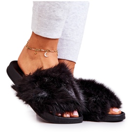 Tofflor med päls, gummisvart pollie