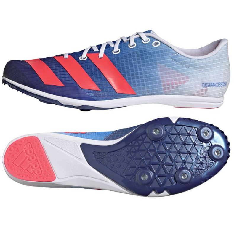 Adidas Distancestar M GY0946 löpspikar röd blå