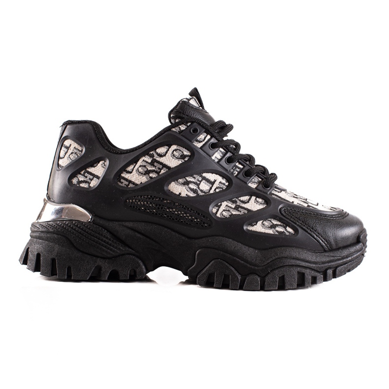 TRENDI Svarta sneakers på plattformen